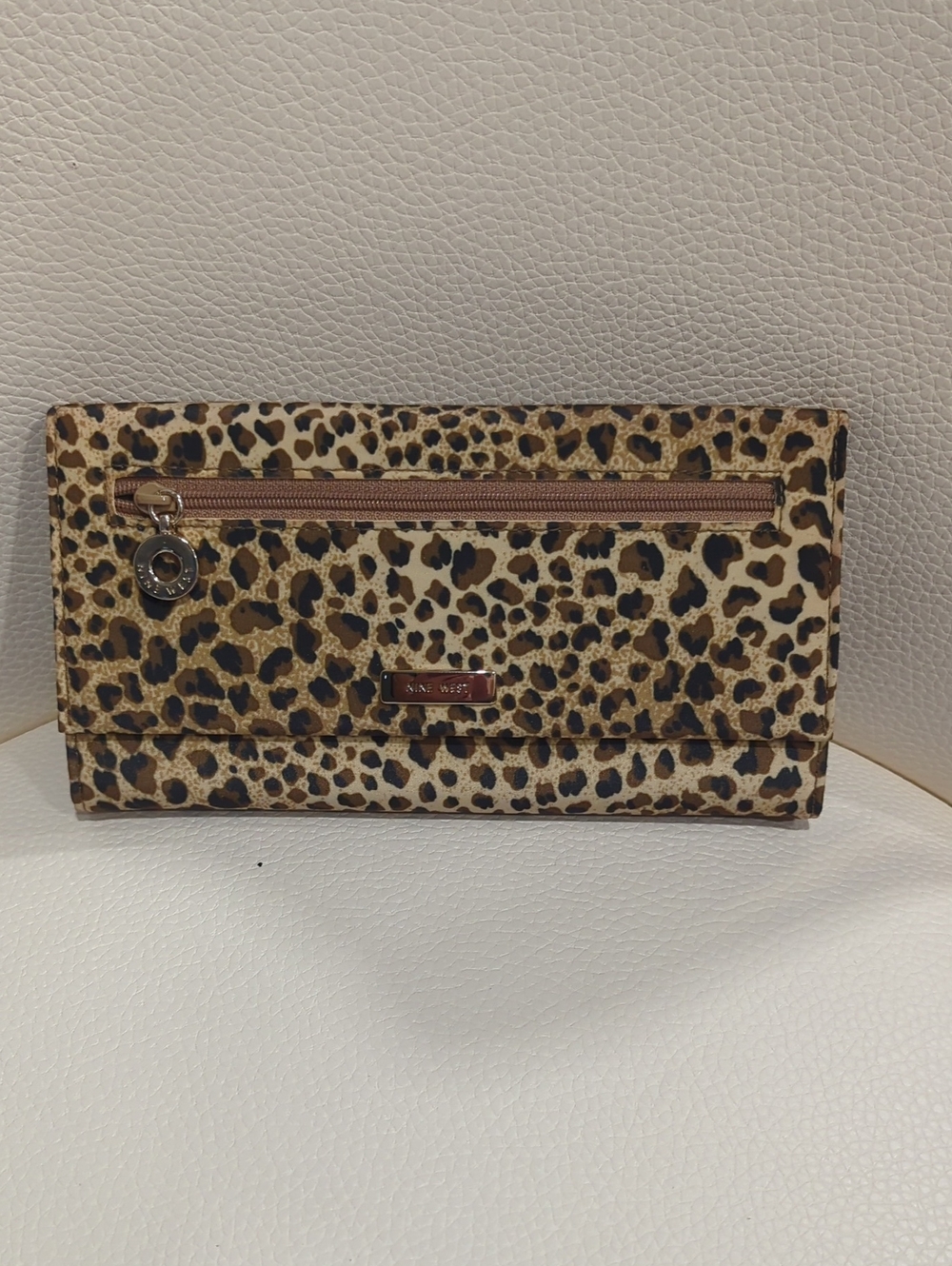 Nine West Leopard Print Foldover Wallet - Beige, Brown, Black
